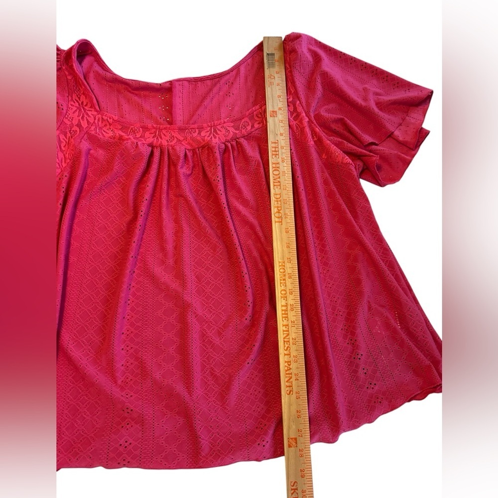 SHEIN Curve Plus Women’s Pink Square Neck Top Flowers on Neckline Size 24-26 NWT - Picture 10 of 10